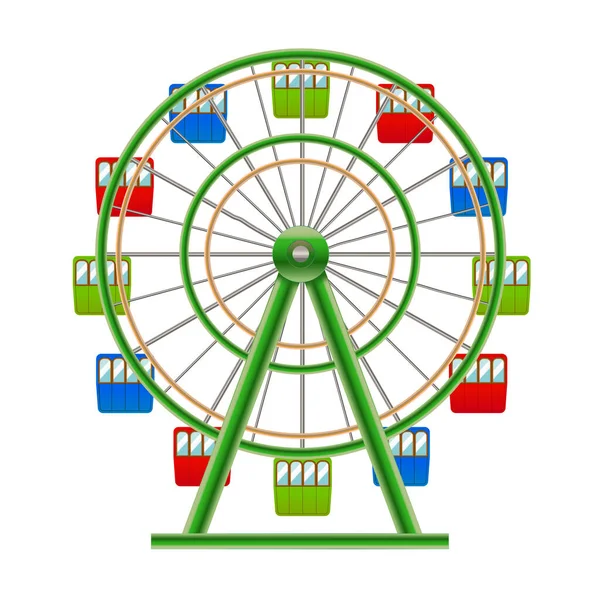 Realistic Detailed 3d Ferris Wheel Attraction. Vector — Stock Vector