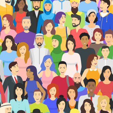 Çizgi film Renk Karakterleri Farklı Milletler Konsepti. Vektör