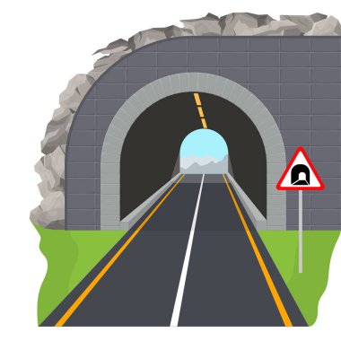 Cartoon Color Tunnel Highway Scene Concept. Vector clipart
