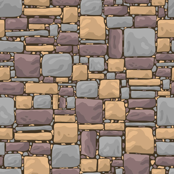 Cartoon Gray Stone Wall Texture Background Card. Vector
