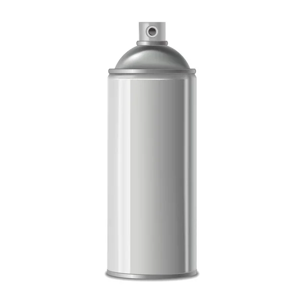 Realista detallado 3d blanco en blanco aerosol de metal puede plantilla burla. Vector — Vector de stock