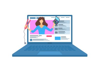 Çizgi film Renk Karakteri Kişisi ve Blogger Gözden Geçirme Kavramı. Vektör