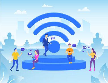 Çizgi film Karakterleri İnsanlar ve Karı Kavramı. Vektör