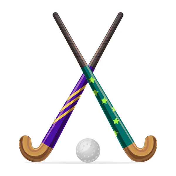 Juego de letreros de hockey sobre hierba de color de dibujos animados. Vector — Archivo Imágenes Vectoriales