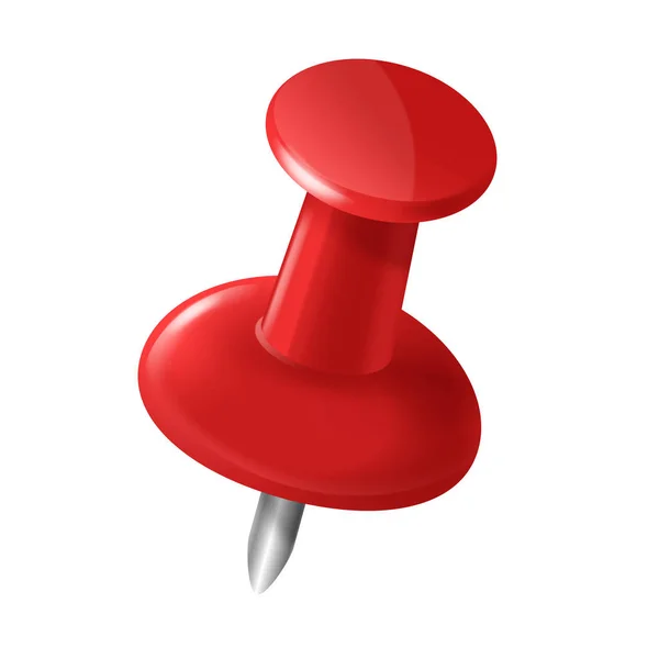 Realista detallada 3d Red Thumbtack Pin. Vector — Vector de stock