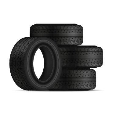 Gerçekçi 3d detaylı araba lastikleri ayarlayın. Vektör