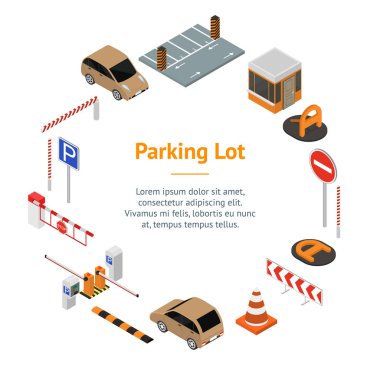 Park Elemanları Konsepti Sancak Çemberi 3d Isometric View. Vektör