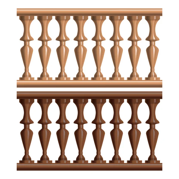 Realistisk Detaljerad 3D Vintage Railing Wood Set. Vektor — Stock vektor