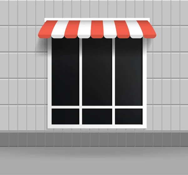 Janela de fachada de construção de loja detalhada 3d realista. Vetor —  Vetores de Stock