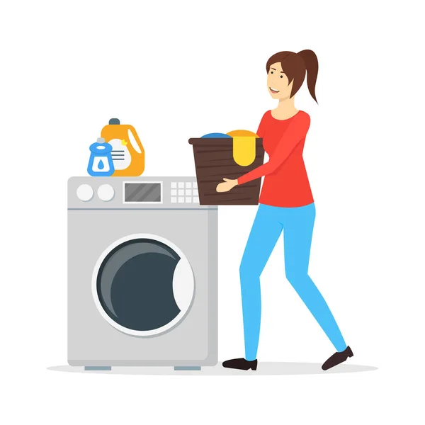 Cartoon Color Character Woman Housewife Concept. Vector — 스톡 벡터