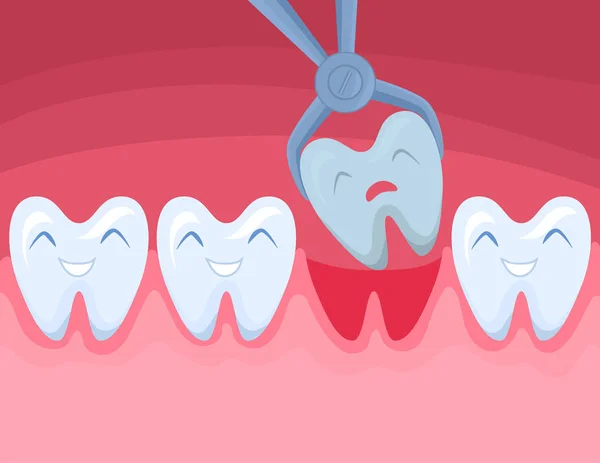Cartoon Color Character Tooth is Removed. Vector — 스톡 벡터