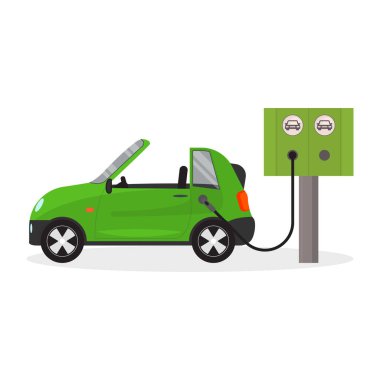 Cartoon Electric Car on a White. Vector