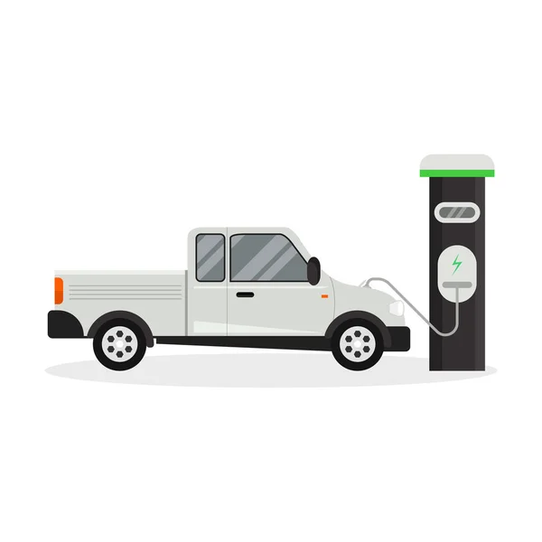 Cartoon Electric Car on a White. Vector — 스톡 벡터