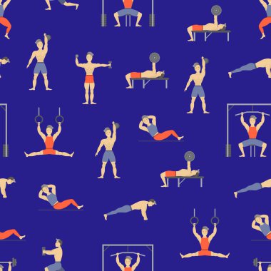 Çizgi film Karakterleri Kas Adam Kusursuz Düzen Arkaplanı. Vektör