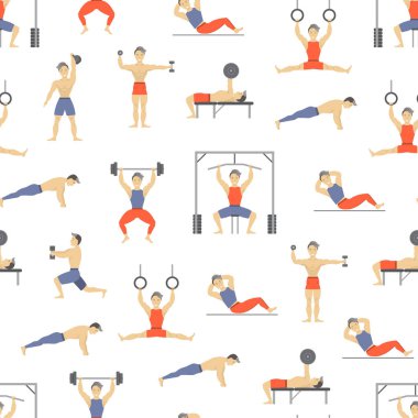 Çizgi film Karakterleri Kas Adam Kusursuz Düzen Arkaplanı. Vektör