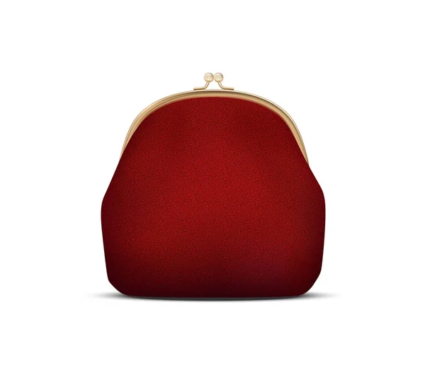 Réaliste détaillée 3d sac à main pièce rouge. Vecteur — Image vectorielle