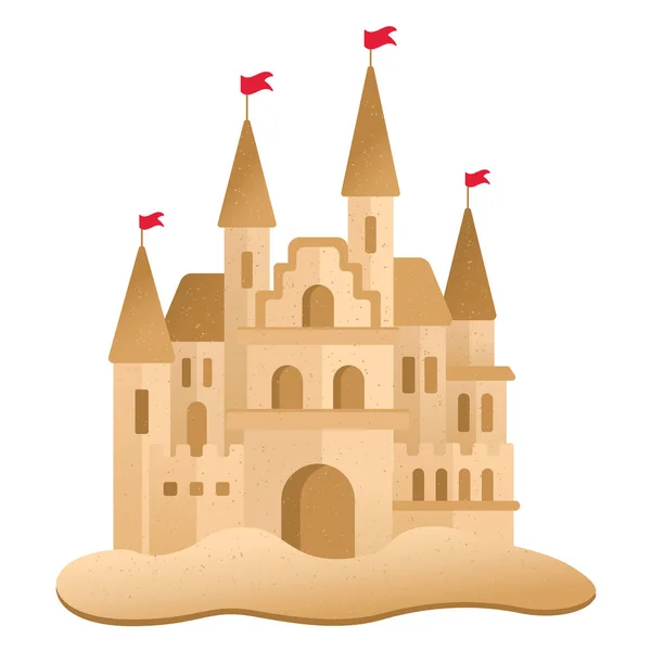 Ρεαλιστική Λεπτομερής 3D Κάστρο Καφέ Άμμου. Διάνυσμα — Διανυσματικό Αρχείο