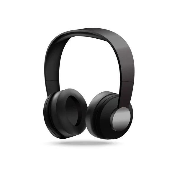Realistischer 3D Detaillierter moderner schwarzer Kopfhörer. Vektor — Stockvektor