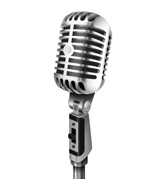Realistic Detailed 3d Silver Microphone Retro. Vector