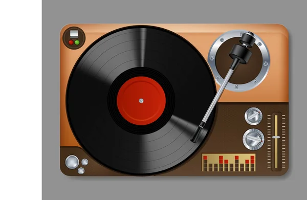 Lecteur de vinyle vintage 3D détaillé et réaliste. Vecteur — Image vectorielle