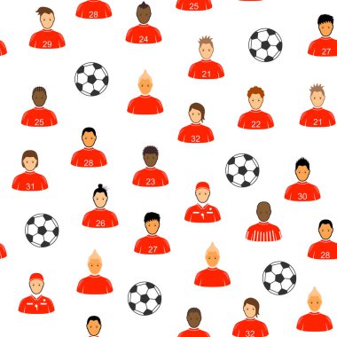 Çizgi film Futbolcuları ve Topsuz Düzen Arkaplanı. Vektör