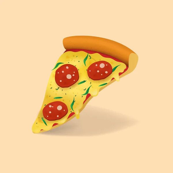 3d réaliste détaillée Pizza Slice Italien Fast Food. Vecteur — Image vectorielle