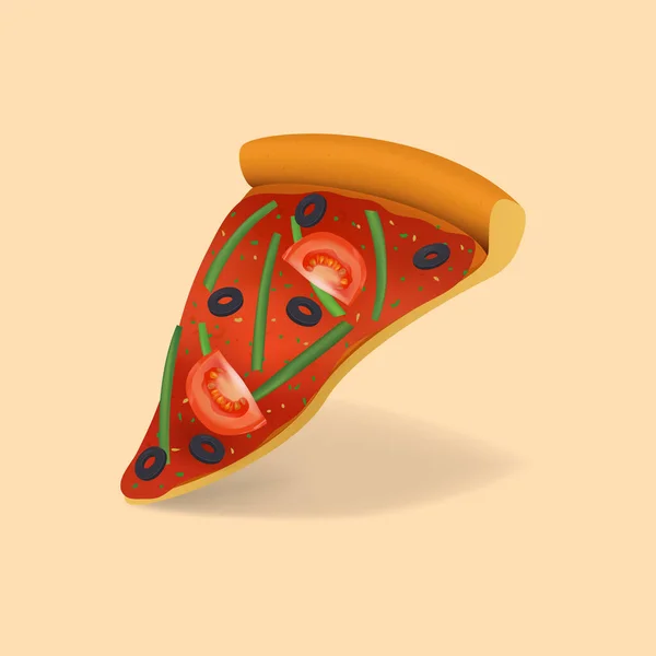 Realistische 3D Detaillierte Pizza Slice italienischen Fast Food. Vektor — Stockvektor