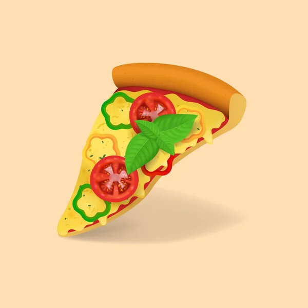 3d réaliste détaillée Pizza Slice Italien Fast Food. Vecteur — Image vectorielle