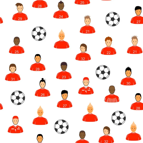 卡通足球运动员和无球无缝图案背景.B.病媒 — 图库矢量图片