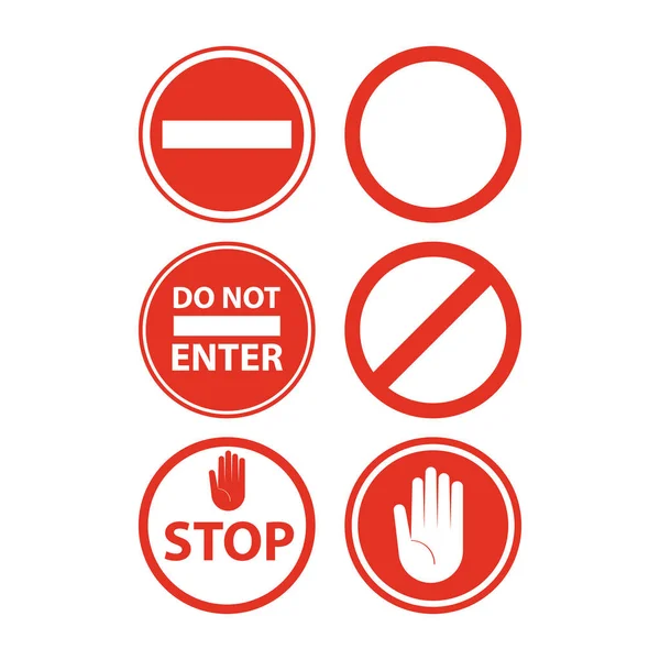 Cartoon Ronde Rode Stop Tekenen Pictogram Set Verschillende Type. Vector — Stockvector