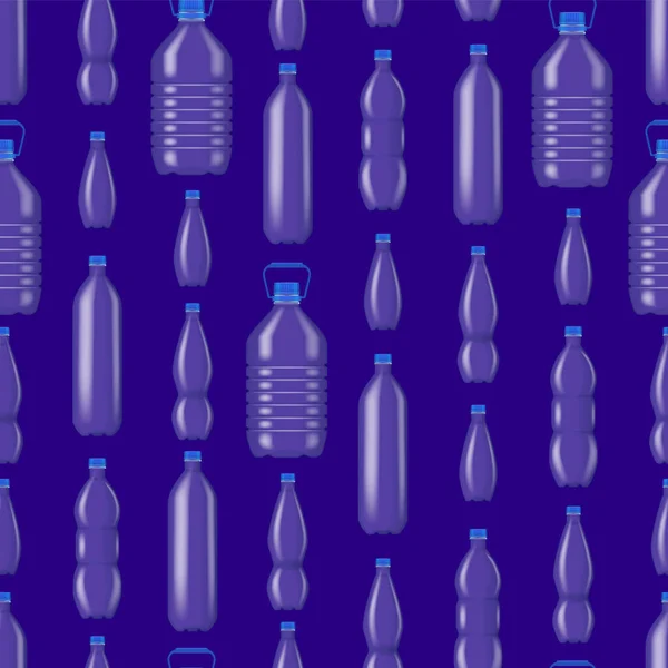 Realistisch gedetailleerde 3D Blanco plastic flessen naadloze patroon achtergrond. Vector — Stockvector