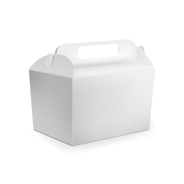 Gerçekçi Detaylı Beyaz Boş Karton Fast Food Şablon Model. Vektör