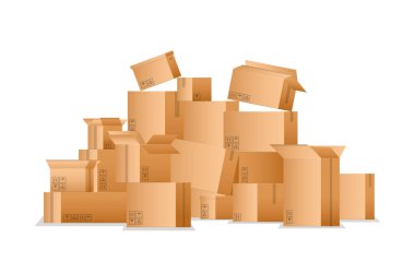 Gerçekçi Ayrıntılı 3d Karton Kutular. Vektör