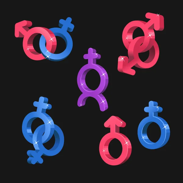 Color Gender Sign 3D Icon Set Isometrische Ansicht. Vektor — Stockvektor