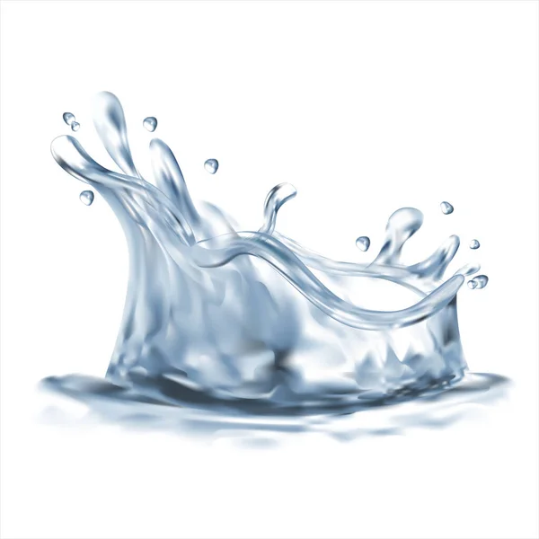 Realistisch gedetailleerde 3d zoet zuiver water plons. Vector — Stockvector