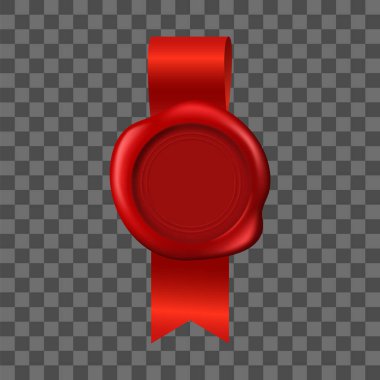 Gerçekçi 3D Ayrıntılı Kırmızı Balmumu Mührü. Vektör