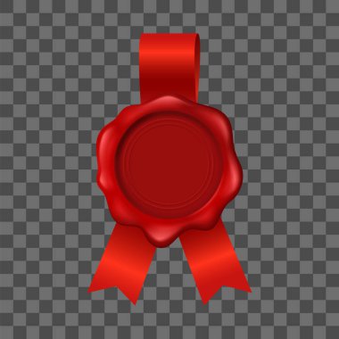 Gerçekçi 3D Ayrıntılı Kırmızı Balmumu Mührü. Vektör