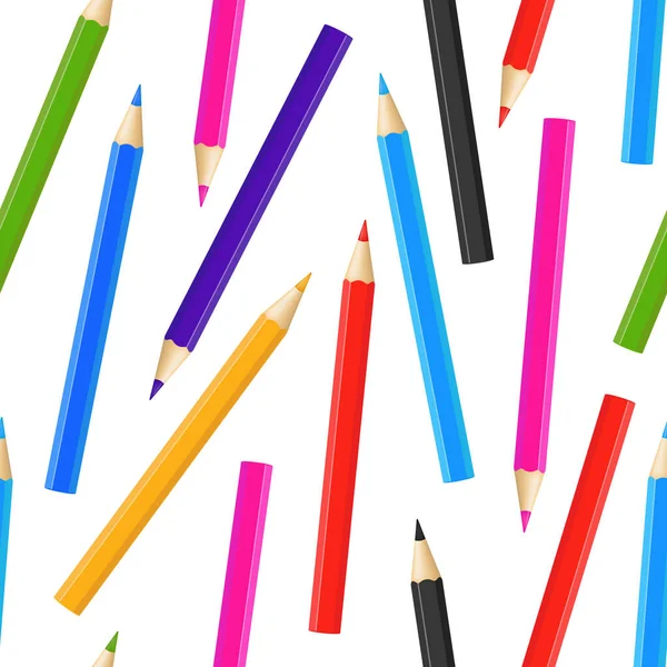 Realistisk 3d Detaljerad färg penna sömlös mönster bakgrund. Vektor — Stock vektor