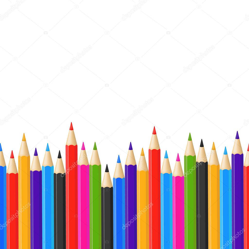 Realistic 3d Detailed Color Pencil Background. Vector