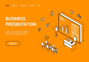 Business Consentation Concept Card Landing Web Sayfa Şablonu. Vektör
