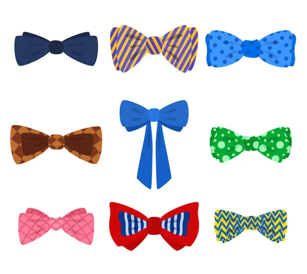 Cartoon Color Bow Tie Icône Set. Vecteur — Image vectorielle