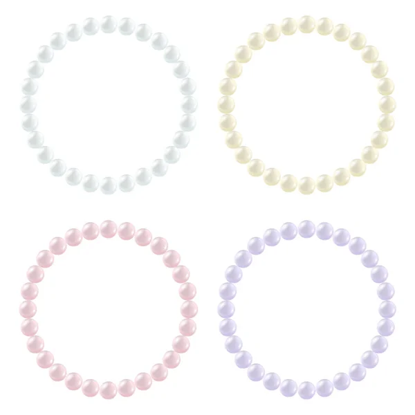 Realista detallado collar de joyería 3d con conjunto de perlas. Vector — Vector de stock