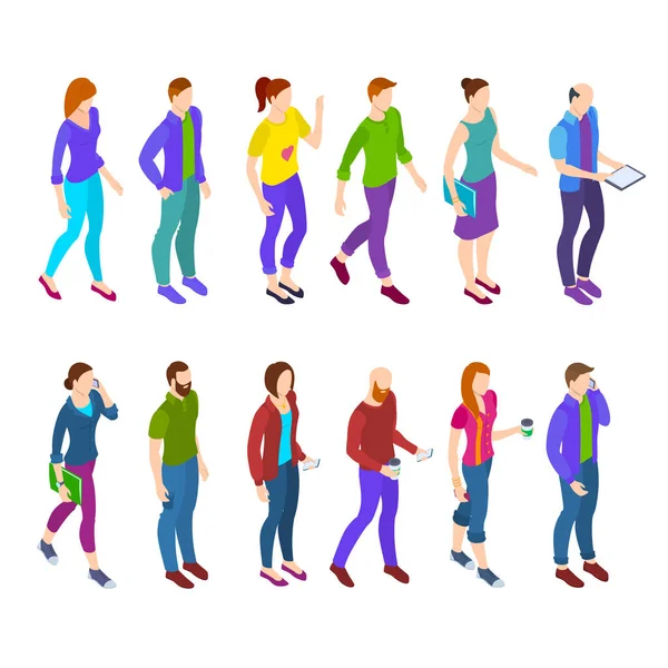 Color Characters Young People 3d Icon Set Isometric View. Vector — Stock Vector