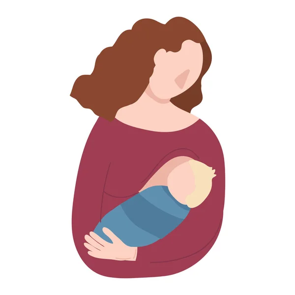 Cartoon Color Characters Breastfeeding Baby Concept. Vector — Stock Vector