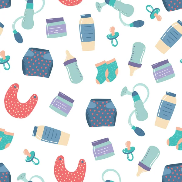 Cartoon Breastfeeding Baby Concept Seamless Pattern Background. 《 워싱턴 포스트 》 ( 영어 ). Vector — 스톡 벡터