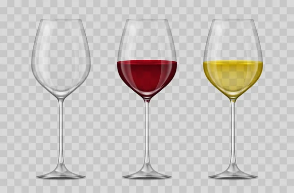 Realista 3d conjunto de vidrio de vino detallado. Vector — Archivo Imágenes Vectoriales