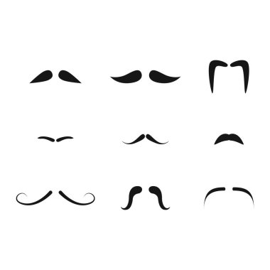 Çizgi film Siyah Bıyık İşaretleri Simgesi Ayarlandı. Vektör