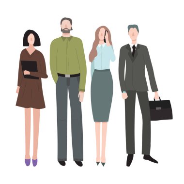 Çizgi film Renk Karakterleri İnsanlar Ofis Çalışanları Konsepti. Vektör