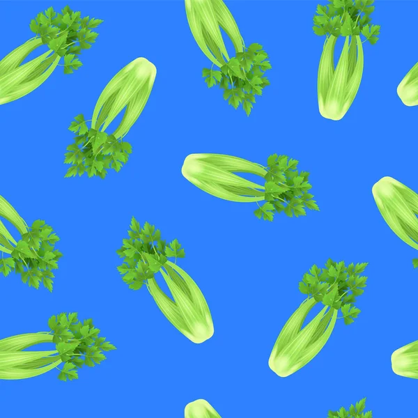 Réaliste 3d détaillée vert céleri frais fond sans couture motif. Vecteur — Image vectorielle