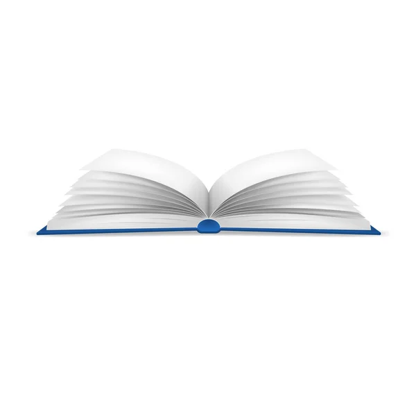 Realistico dettagliato 3d bianco vuoto Open Book Template Mockup. Vettore — Vettoriale Stock